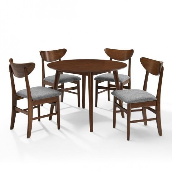 Landon 5Pc Round Dining Set Mahogany - Table & 4 Wood Back Chairs