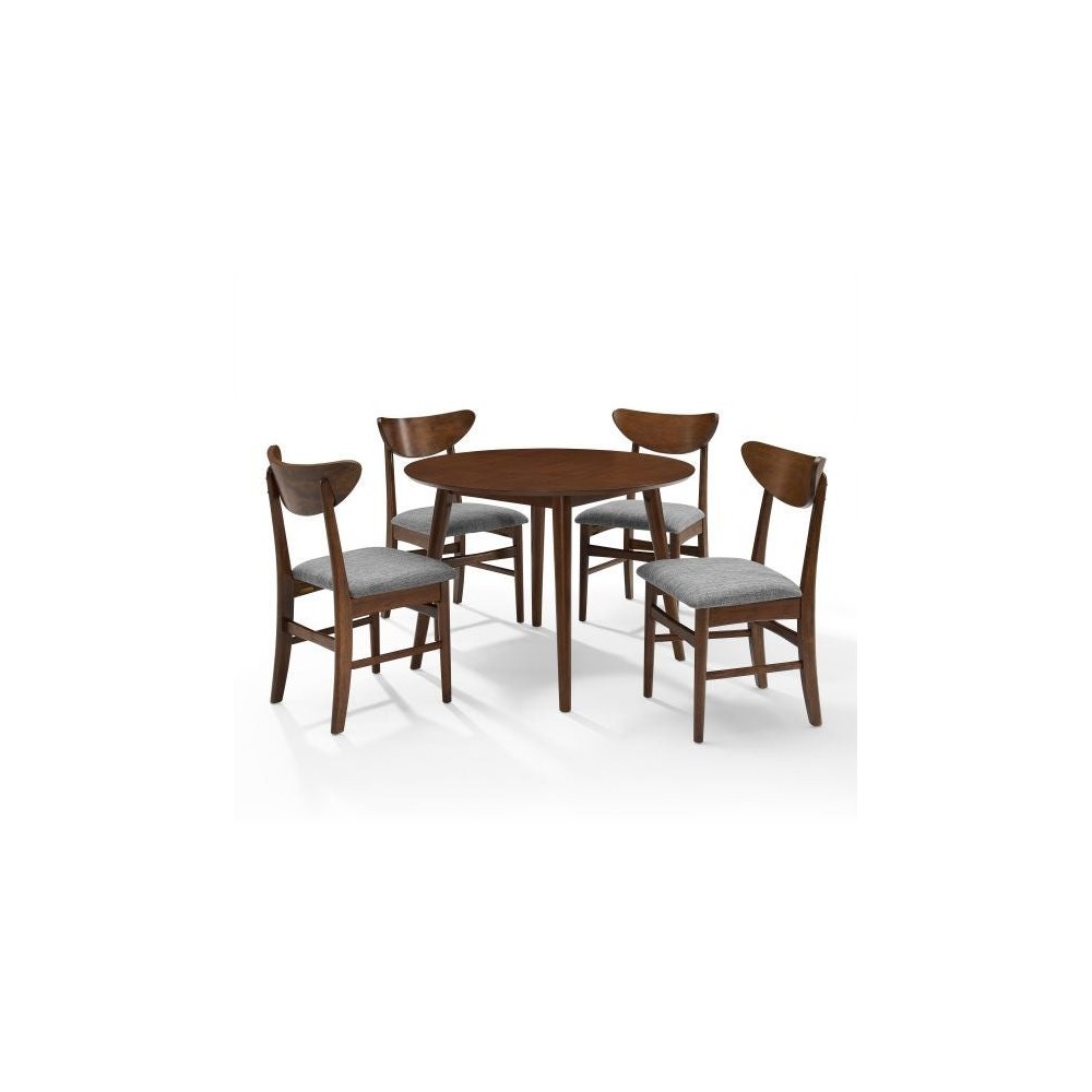 Landon 5Pc Round Dining Set Mahogany - Table & 4 Wood Back Chairs