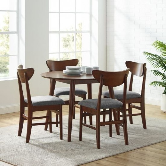 Landon 5Pc Round Dining Set Mahogany - Table & 4 Wood Back Chairs