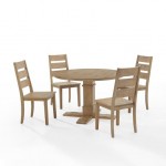 Joanna 5Pc Round Dining Set Rustic Brown - Round Table & 4 Ladder Back Chairs