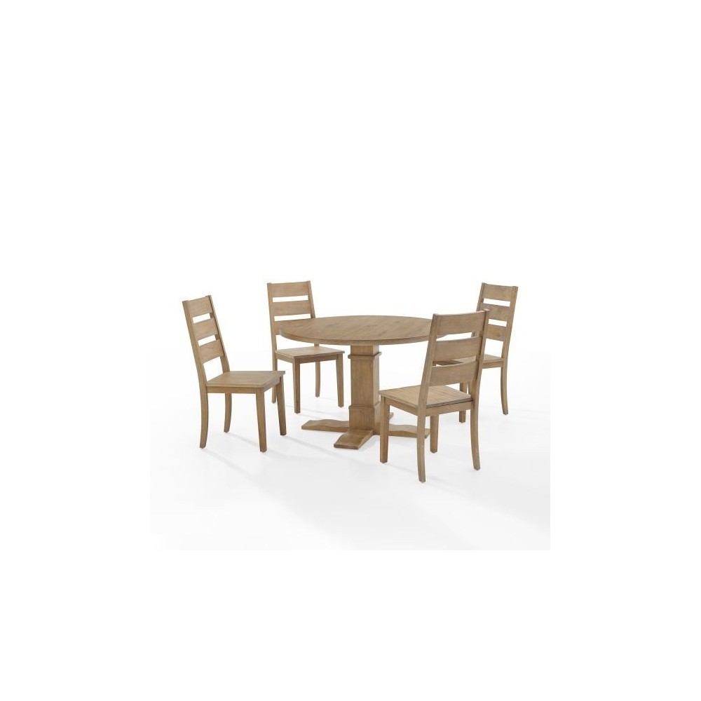 Joanna 5Pc Round Dining Set Rustic Brown - Round Table & 4 Ladder Back Chairs