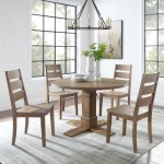 Joanna 5Pc Round Dining Set Rustic Brown - Round Table & 4 Ladder Back Chairs