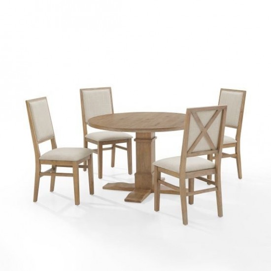 Joanna 5Pc Round Dining Set - Round Table & 4 Upholstered Back Chairs