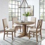 Joanna 5Pc Round Dining Set - Round Table & 4 Upholstered Back Chairs