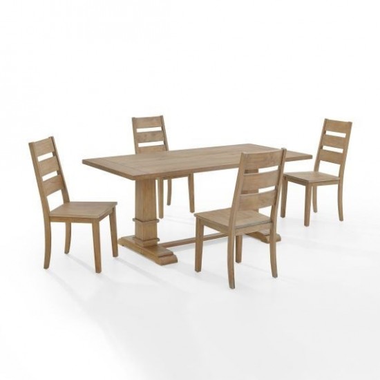 Joanna 5Pc Dining Set Rustic Brown - Table & 4 Ladder Back Chairs