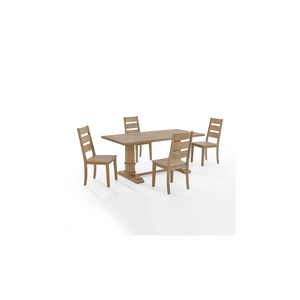 Joanna 5Pc Dining Set Rustic Brown - Table & 4 Ladder Back Chairs