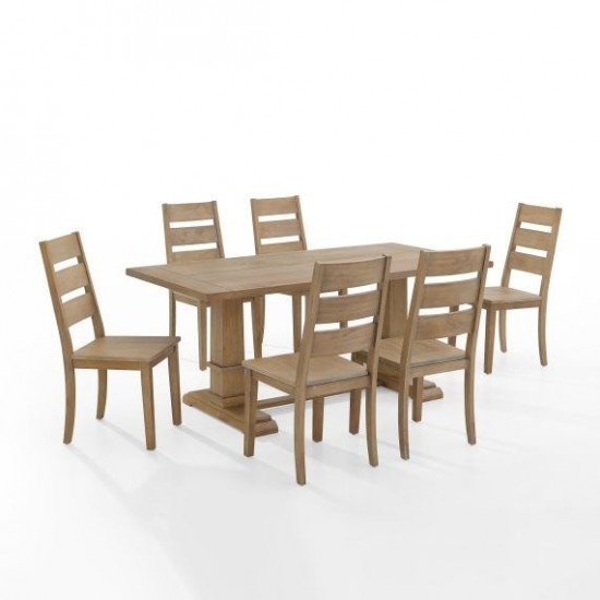 Joanna 7Pc Dining Set Rustic Brown - Table & 6 Ladder Back Chairs