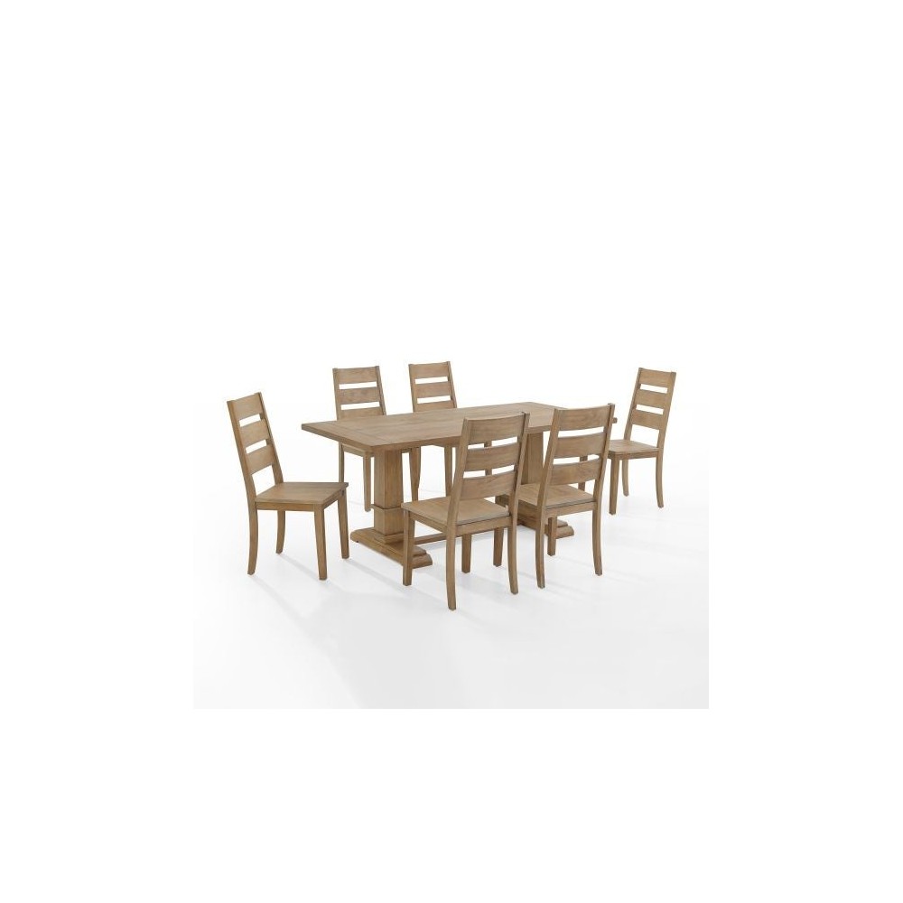 Joanna 7Pc Dining Set Rustic Brown - Table & 6 Ladder Back Chairs