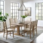 Joanna 7Pc Dining Set Rustic Brown /Creme - Table & 6 Upholstered Back Chairs