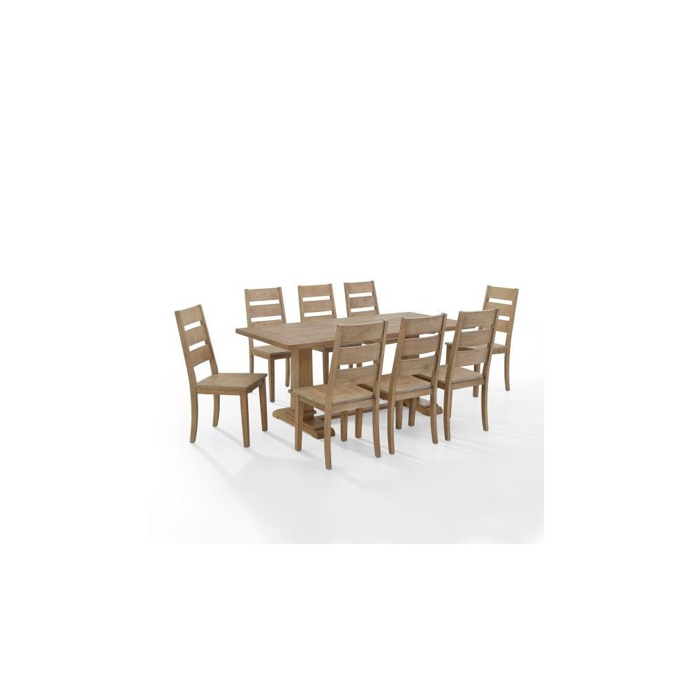 Joanna 9Pc Dining Set Rustic Brown - Table & 8 Ladder Back Chairs