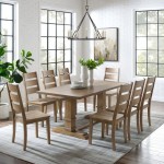 Joanna 9Pc Dining Set Rustic Brown - Table & 8 Ladder Back Chairs