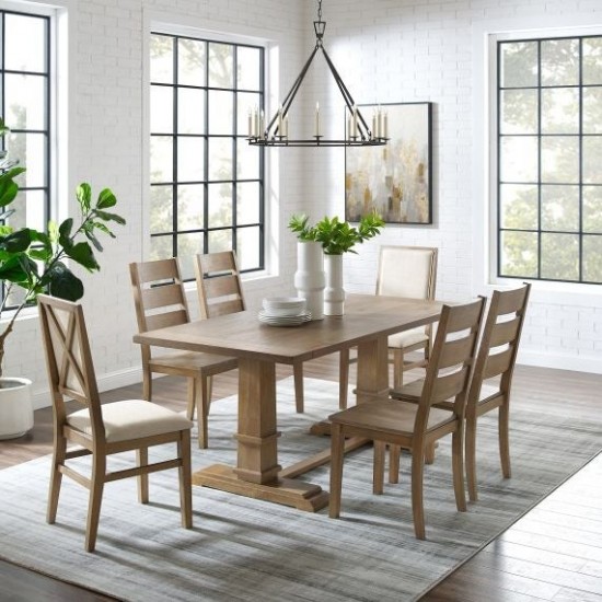 Joanna 7Pc Dining Set - Table, 4 Ladder Back Chairs, 2 Upholstered Back Chairs