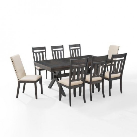 Hayden 9Pc Dining Set - Table, 6 Slat Back Chairs, 2 Upholstered Chairs