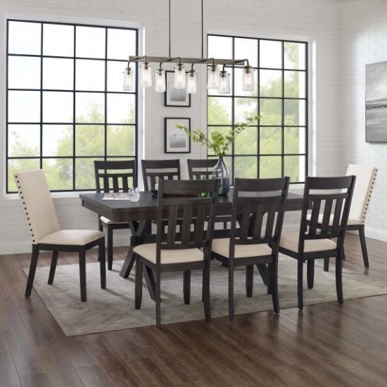 Hayden 9Pc Dining Set - Table, 6 Slat Back Chairs, 2 Upholstered Chairs