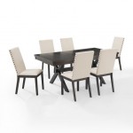 Hayden 7Pc Dining Set Slate/Cream - Table & 6 Upholstered Chairs