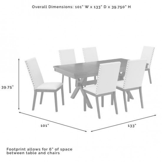 Hayden 7Pc Dining Set Slate/Cream - Table & 6 Upholstered Chairs