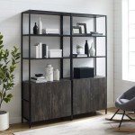 Jacobsen 2Pc Etagere Set Brown Ash/Matte Black - 2 Large Etageres