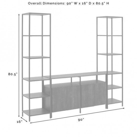 Jacobsen 3Pc Entertainment Set - Media Stand & 2 Narrow Etageres