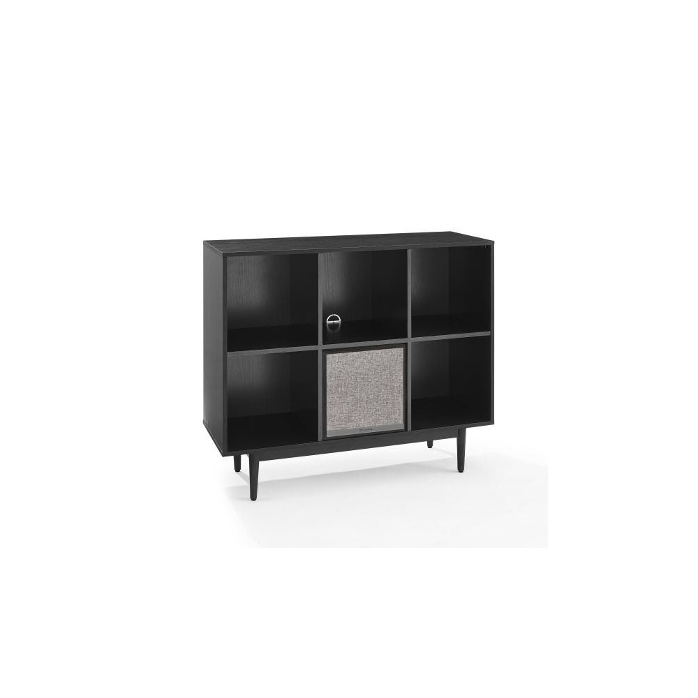 Liam 6 Cube Record Storage Bookcase With Speaker Black - Bookcase & Speaker