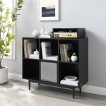 Liam 6 Cube Record Storage Bookcase With Speaker Black - Bookcase & Speaker