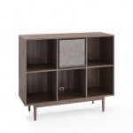 Liam 6 Cube Record Storage Bookcase With Speaker Walnut