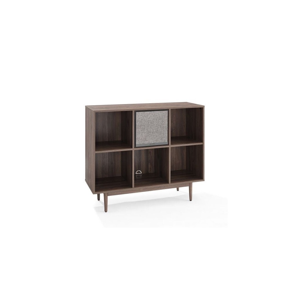 Liam 6 Cube Record Storage Bookcase With Speaker Walnut