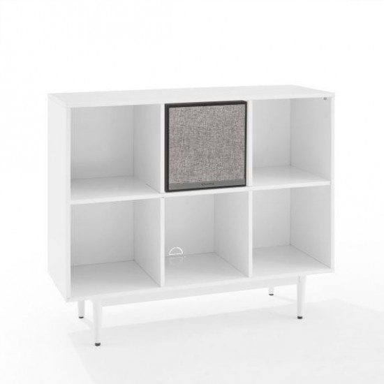 Liam 6 Cube Record Storage Bookcase With Speaker White