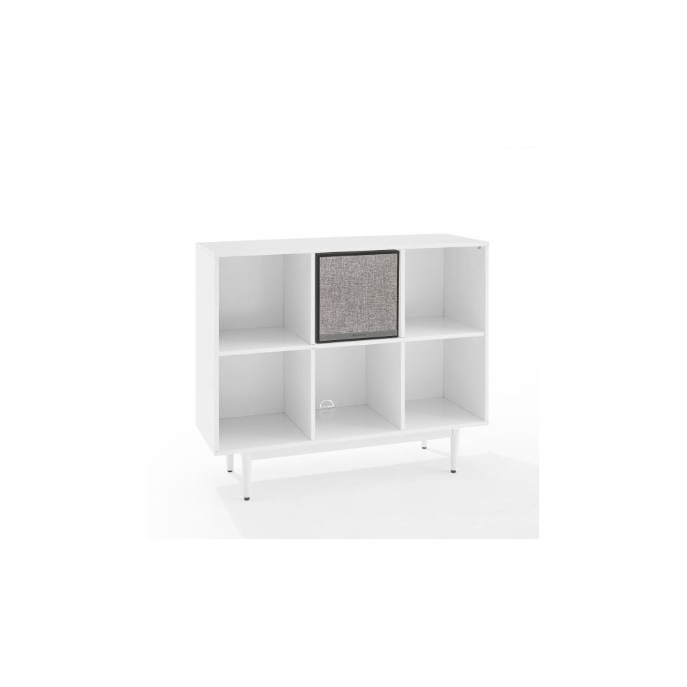 Liam 6 Cube Record Storage Bookcase With Speaker White