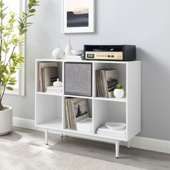 Liam 6 Cube Record Storage Bookcase With Speaker White