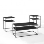 Braxton 3Pc Coffee Table Set Matte Black - Coffee Table & 2 End Tables