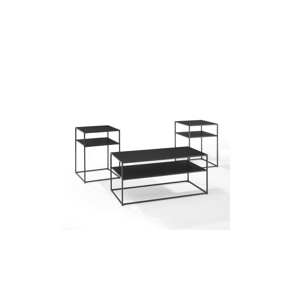 Braxton 3Pc Coffee Table Set Matte Black - Coffee Table & 2 End Tables Braxton 3Pc Coffee Table Set Matte Black - Coffee Table & 2 End Tables