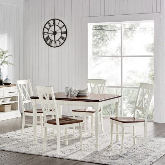 Shelby 5Pc Dining Set Distressed White - Table & 4 Chairs