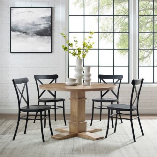 Joanna 5Pc Round Dining Set W/Camille Chairs- Table & 4 Chairs