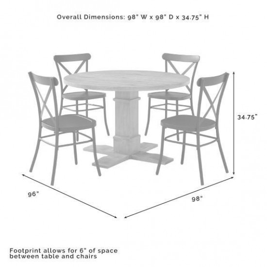 Joanna 5Pc Round Dining Set W/Camille Chairs- Table & 4 Chairs