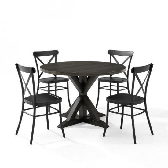 Hayden 5Pc Round Dining Set W/Camille Chairs- Table & 4 Chairs