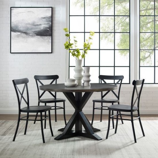 Hayden 5Pc Round Dining Set W/Camille Chairs- Table & 4 Chairs