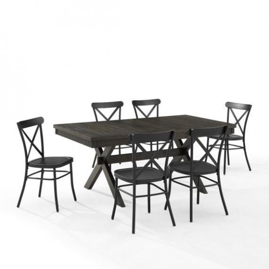 Hayden 7Pc Dining Set W/Camille Chairs Matte Black/ Slate - Table & 6 Chairs