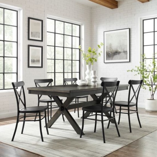 Hayden 7Pc Dining Set W/Camille Chairs Matte Black/ Slate - Table & 6 Chairs