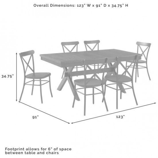 Hayden 7Pc Dining Set W/Camille Chairs Matte Black/ Slate - Table & 6 Chairs