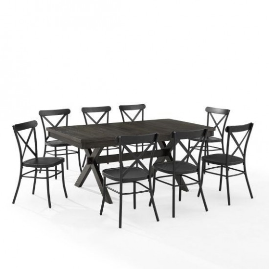 Hayden 9Pc Dining Set W/Camille Chairs Matte Black/ Slate - Table & 8 Chairs