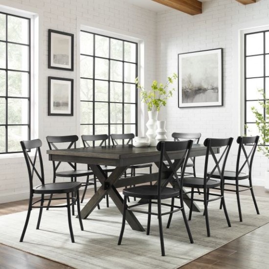 Hayden 9Pc Dining Set W/Camille Chairs Matte Black/ Slate - Table & 8 Chairs