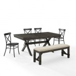 Hayden 6Pc Dining Set W/Camille Chairs- Table, Bench, 4 Chairs