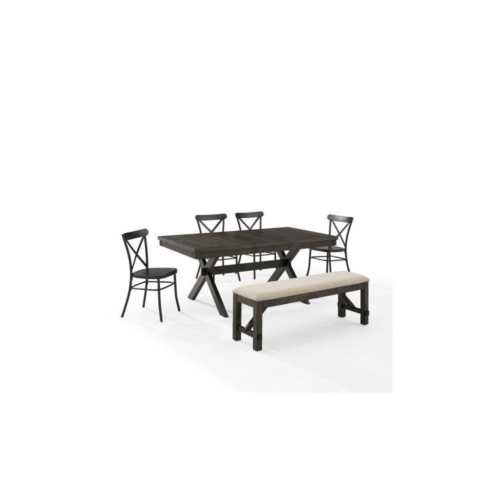 Hayden 6Pc Dining Set W/Camille Chairs- Table, Bench, 4 Chairs