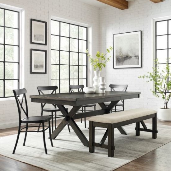 Hayden 6Pc Dining Set W/Camille Chairs- Table, Bench, 4 Chairs