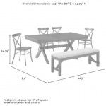 Hayden 6Pc Dining Set W/Camille Chairs- Table, Bench, 4 Chairs