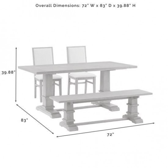 Joanna 4Pc Dining Set Rustic Brown - Table, Bench, 2 Upholstered Chairs