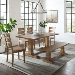 Joanna 6Pc Dining Set Rustic Brown - Table, Bench, 4 Ladder Back Chairs