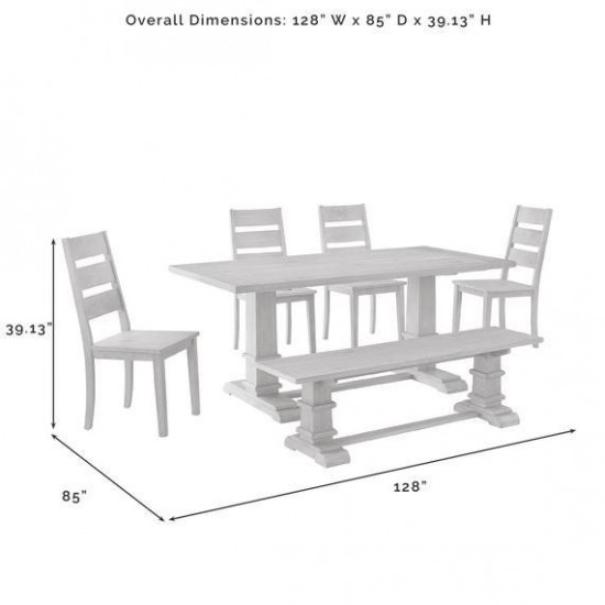 Joanna 6Pc Dining Set Rustic Brown - Table, Bench, 4 Ladder Back Chairs