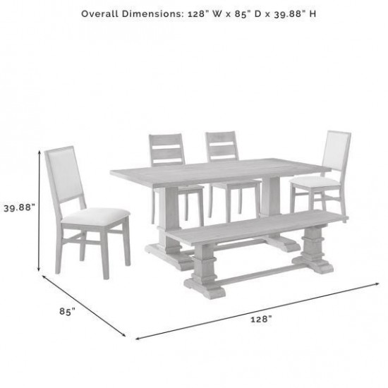 Joanna 6Pc Dining Set (Table, Bench, 2 Ladder Back Chairs, 2 Upholstered Chairs)