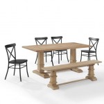 Joanna 6Pc Dining Set W/Camille Chairs- Table, Bench, 4 Chairs